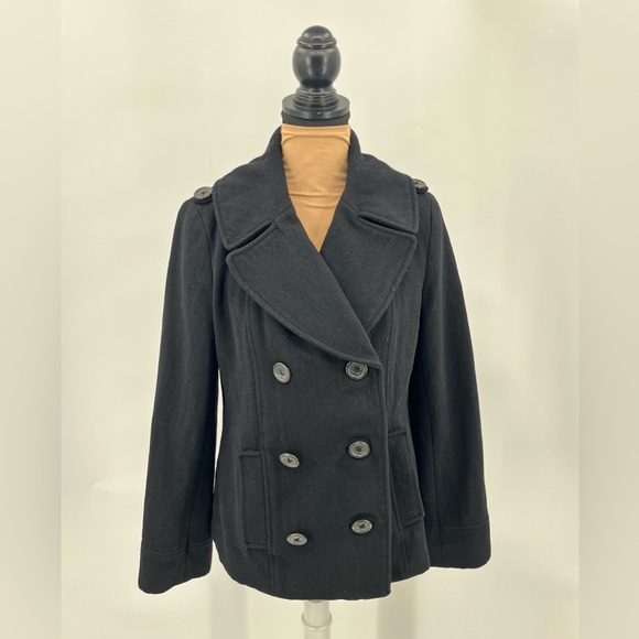 Black Wool Blend Short Coat M Timeless Tailored Winter capsule quiet luxury - Picture 3 of 15